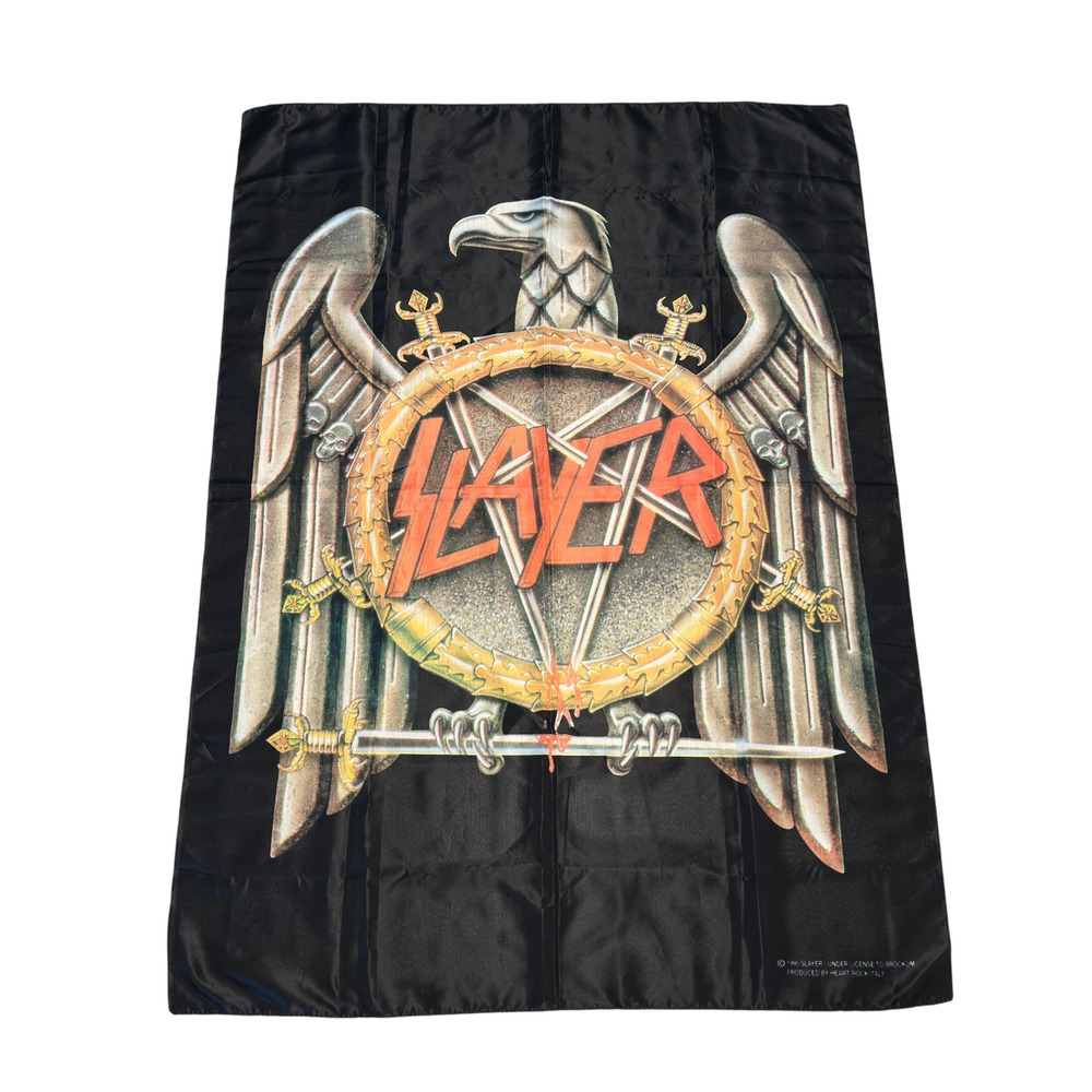 Slayer Eagle Banner Band Flag 30x41 1995 Brockum Made in Italy Heart Rock